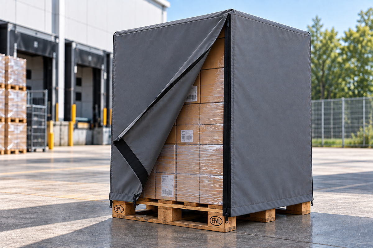Abdeckhaube für palettierte Transportgüter